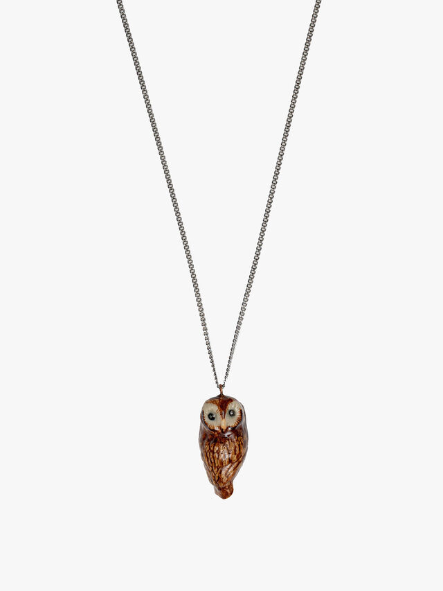 Tiny Brown Owl Pendant