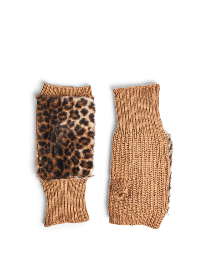 Faux Fur and Knitted Fingerless Gloves