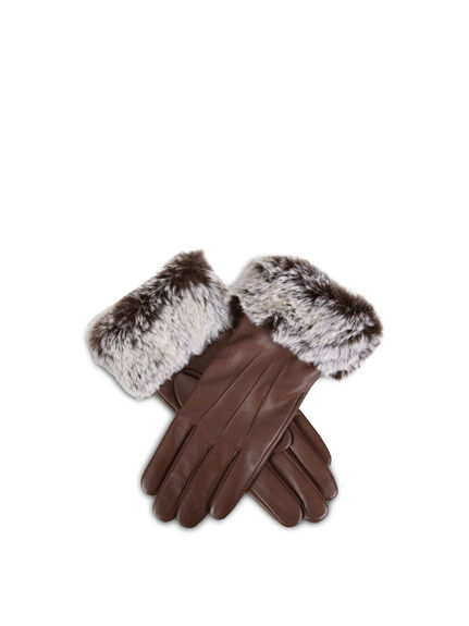 SARAH Leather Glove w Faux Fur Cuffs