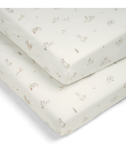 2 Cot/Bed Fitted Sheets Bunny/Fox