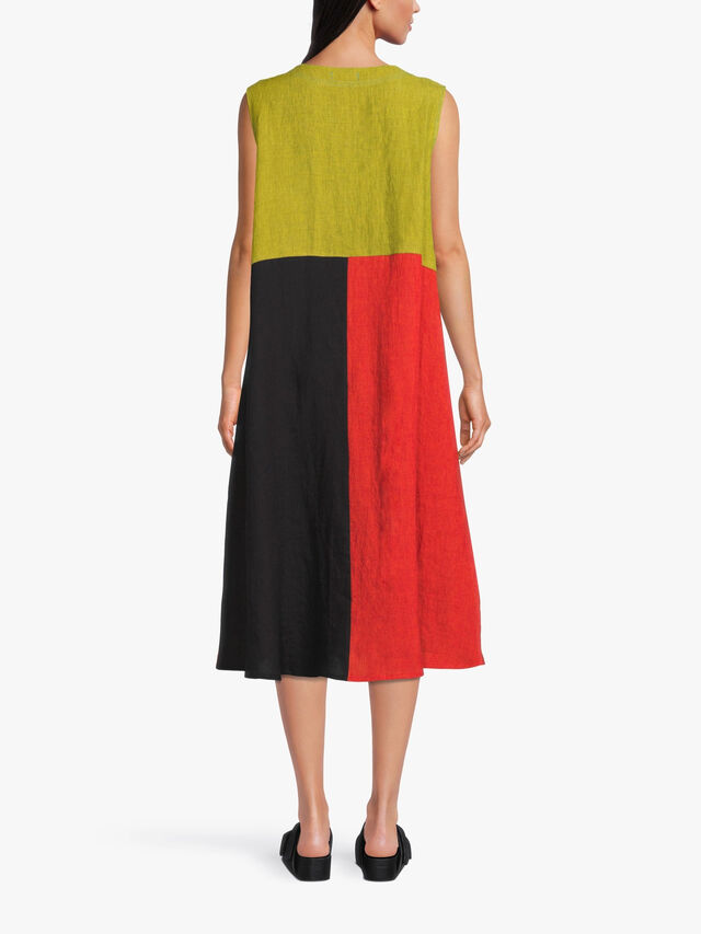 Fari Colourblock Linen Zip Detail Dress