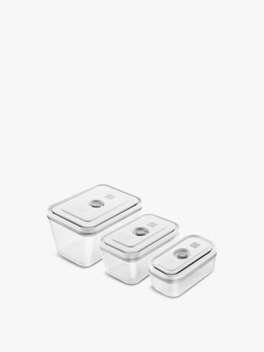 Set Of 3 Rectangular Glass Vacuum Food Storage Boxes