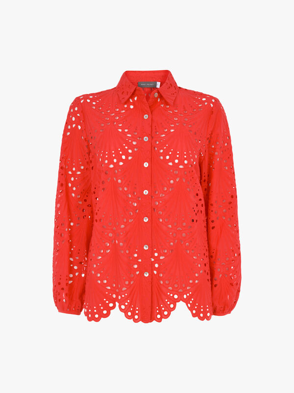 Red Broderie Anglaise Shirt