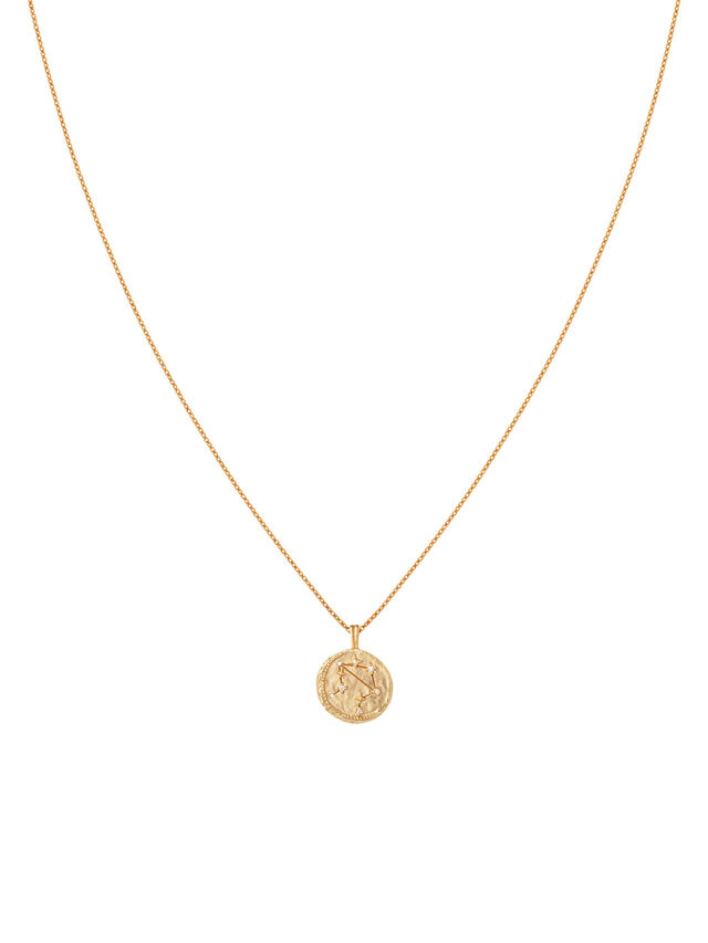 Libra Zodiac Pendant Necklace in Gold
