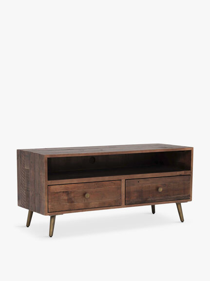 Modi Reclaimed Wood Lowline TV Cabinet with 2 Drawers