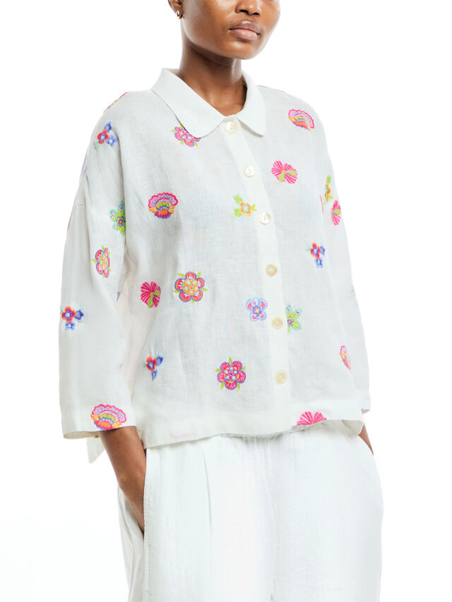 Folkloric Floral Linen Jacket