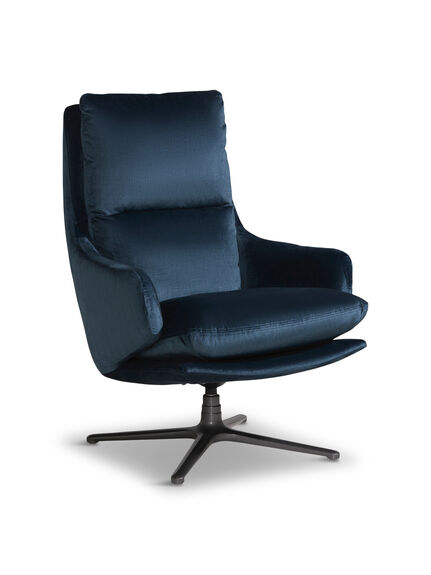 Marcel Velvet Swivel Chair, Blue