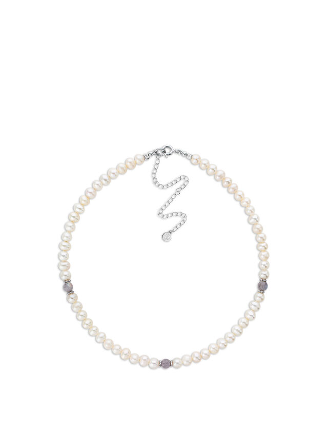 Pearl Choker with 3 Labradorite beads
