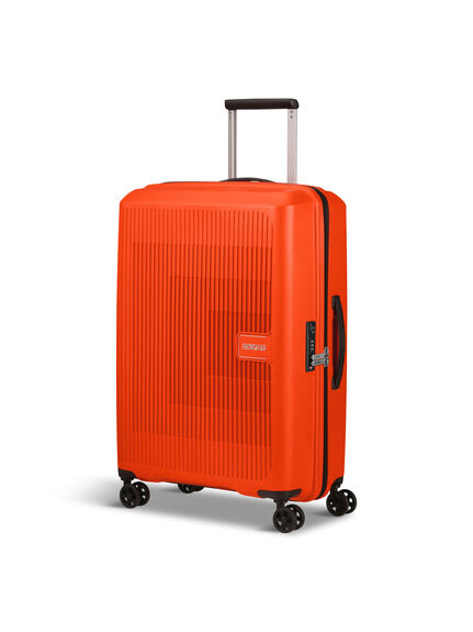 American Tourister Aerostep Spinner 67cm Medium Expandable Suitcase, Bright Orange