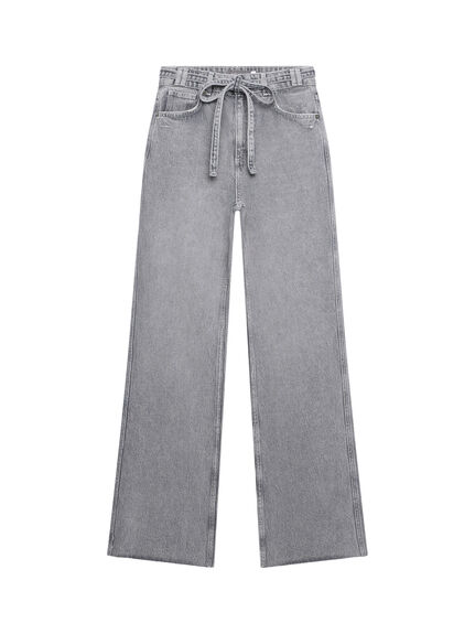 Grey Washed Relaxed Wide Jeans