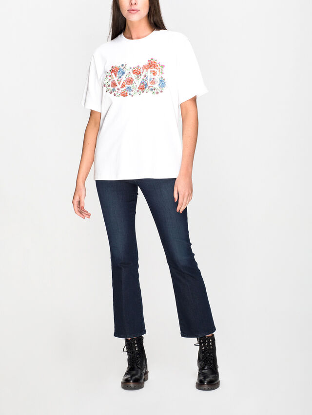 Embroidered Floral Logo T-Shirt
