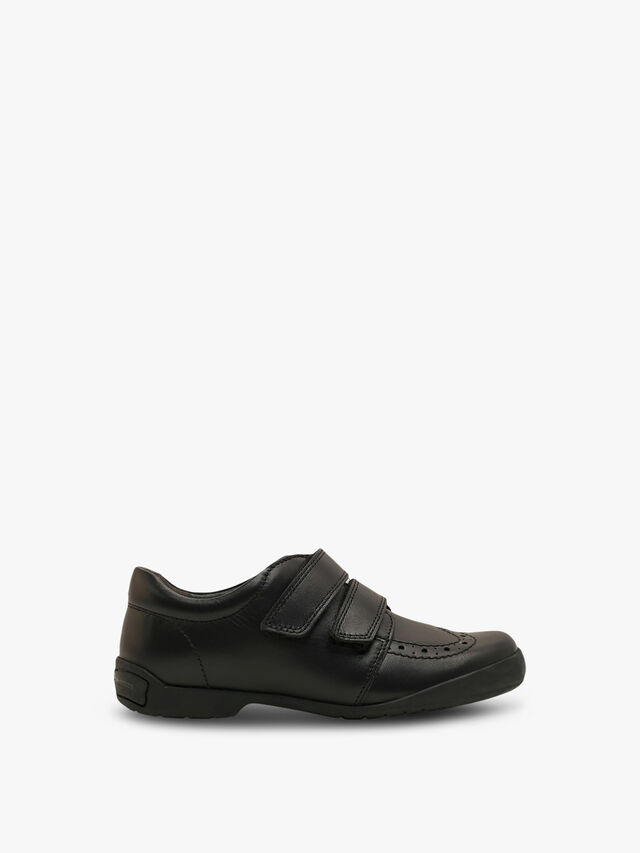 Flair Black Leather School Shoes