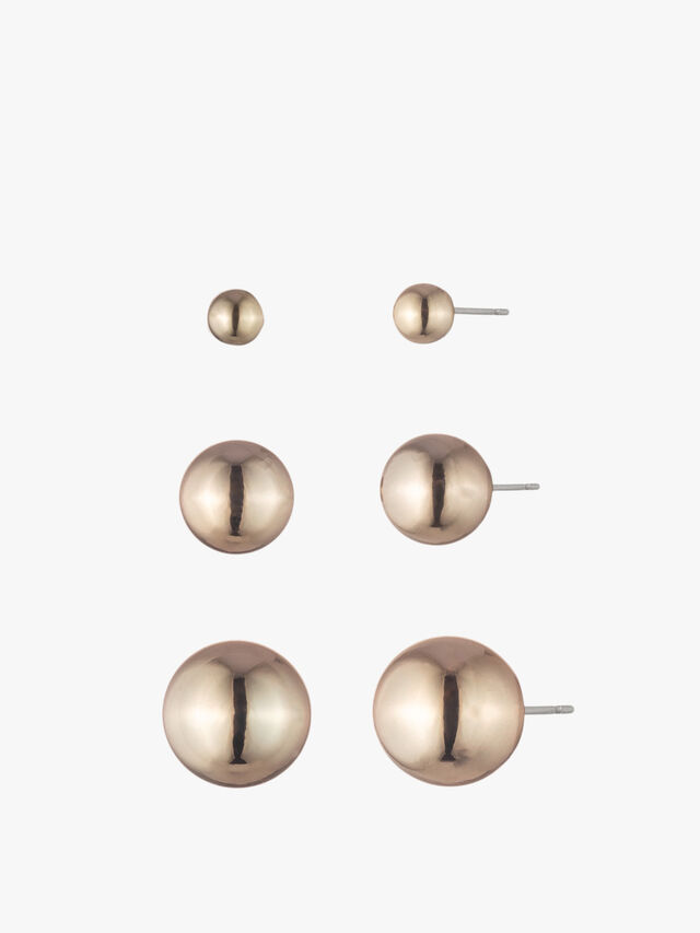Gold Tone Triple Stud Earrings Assortment