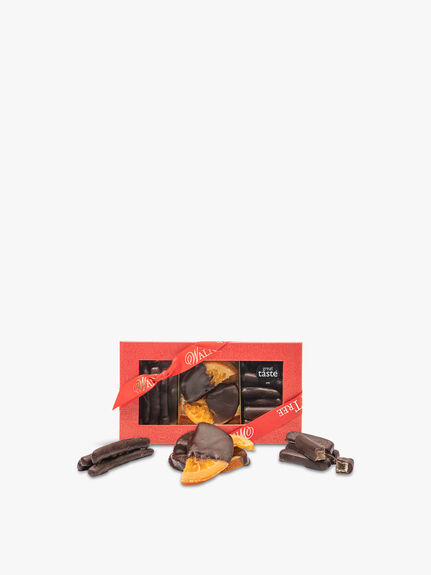 Dark Chocolate Orange, Ginger And Lemon Slices Gift Box 220g