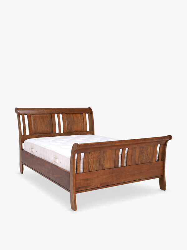 New Frontier Mango Wood Sleigh Bed High End, King