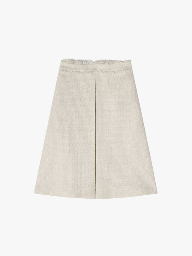 Ada Cream And Silver Recycled Cotton Tweed Skirt