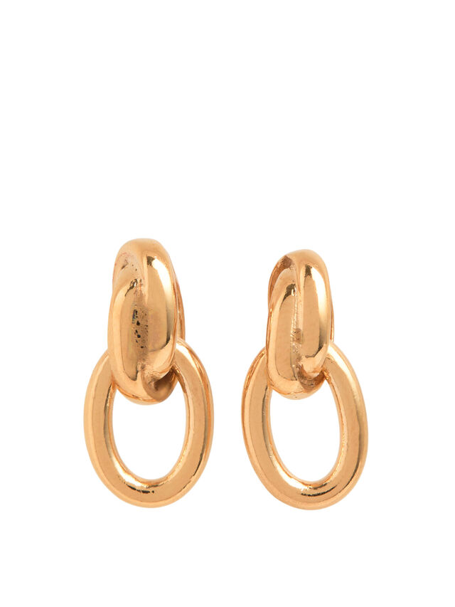 Small Gold Double Link Stud Earrings