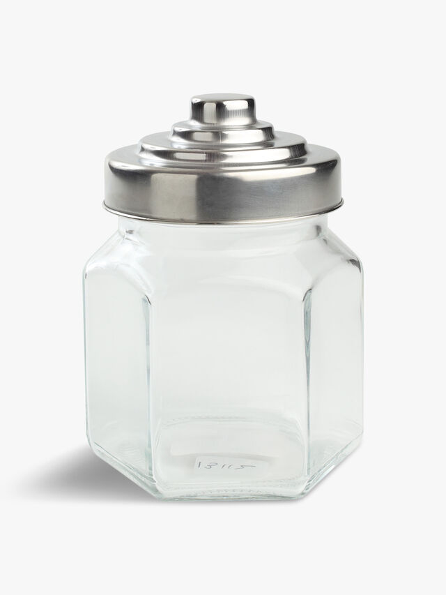 Small Hexagon Glass Jar