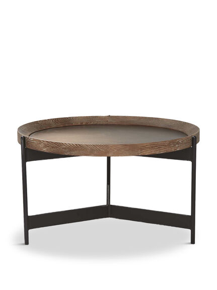Zeke Brown Oak Wood Round 65cm Side Table