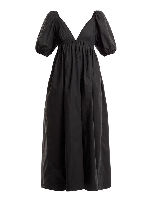 Black Cotton Poplin Long Dress