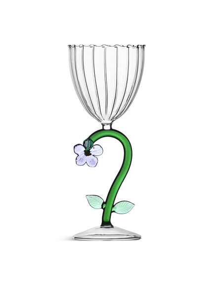 Botanical Optical Stemmed Glass Flower