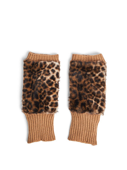 Faux Fur and Knitted Fingerless Gloves
