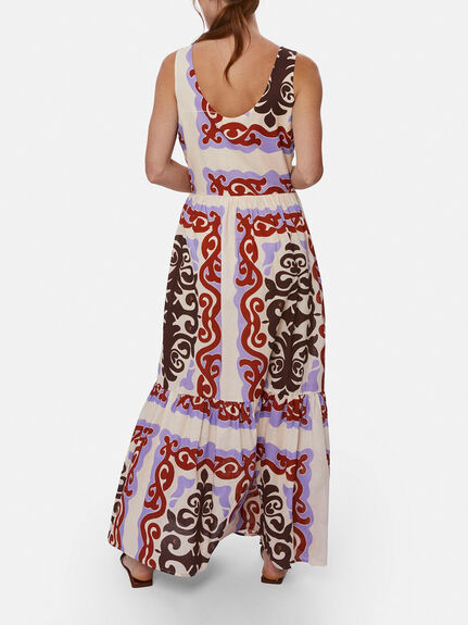 Wide Neckline Strappy Midi Dress