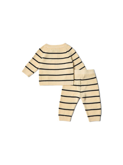 Striped Cardigan Knit Set
