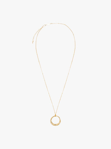 Gold Twisted Round Pendant On Bobble Chain