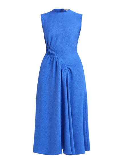 Sleeveless Draped Midi Dress with Ruched Panel Detail