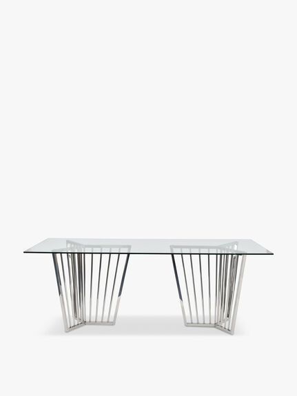 Abington Stainless Steel Frame and Clear Glass Dining Table