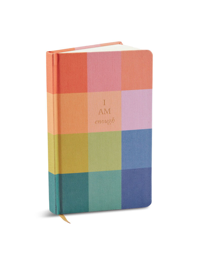 Bookcloth Hardcover Journal - Rainbow Check - I Am Enough