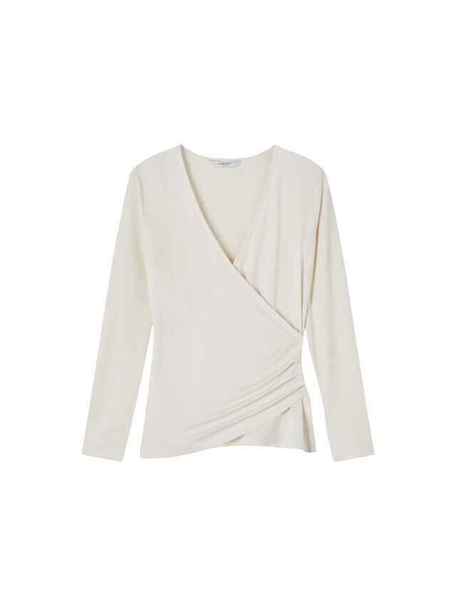 Eames Ivory Jersey Wrap Top
