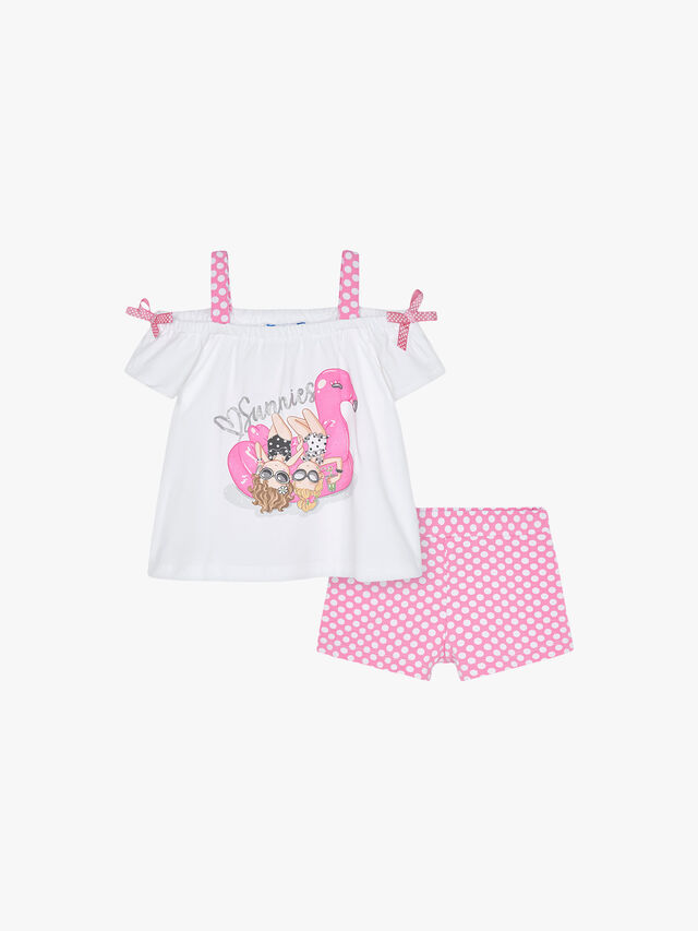 Spotted Shorts & Flamingo Top
