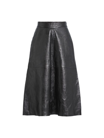 Gardenia Lamb Leather Midi Skirt