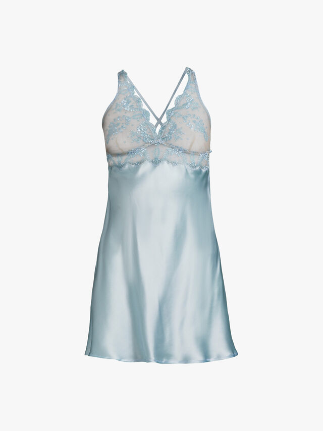 Lace and Satin Chemise with Triangle Cups