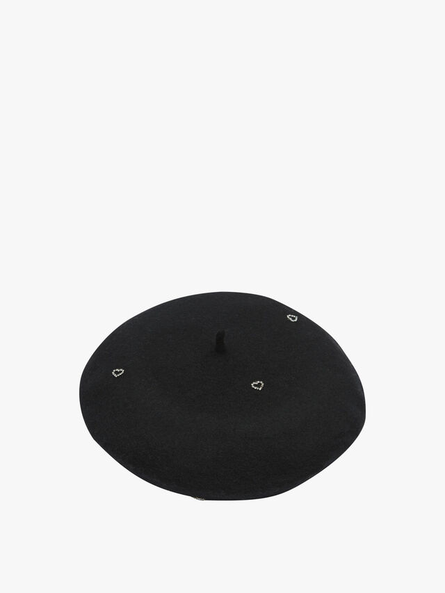 Pure Wool Beret with Heart Detailing