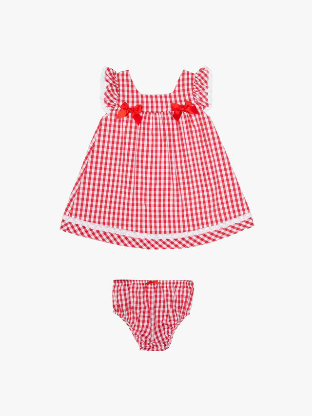 Gingham A-line with Bows Dress