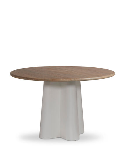 Femi Clover White and Brown Round Dining Table