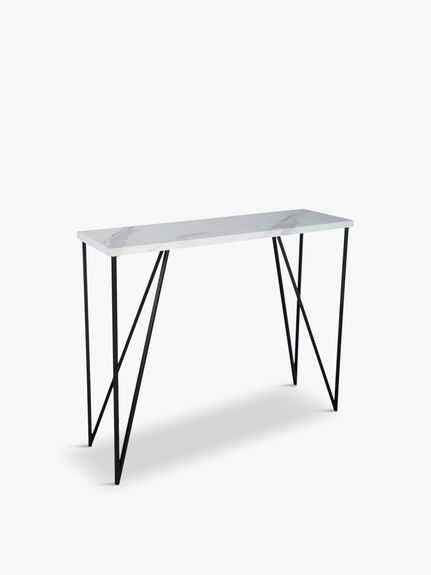 Fotini White Marble Effect Console Table