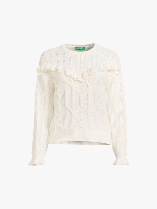 Long Sleeve Cotton Cable Knit Sweater