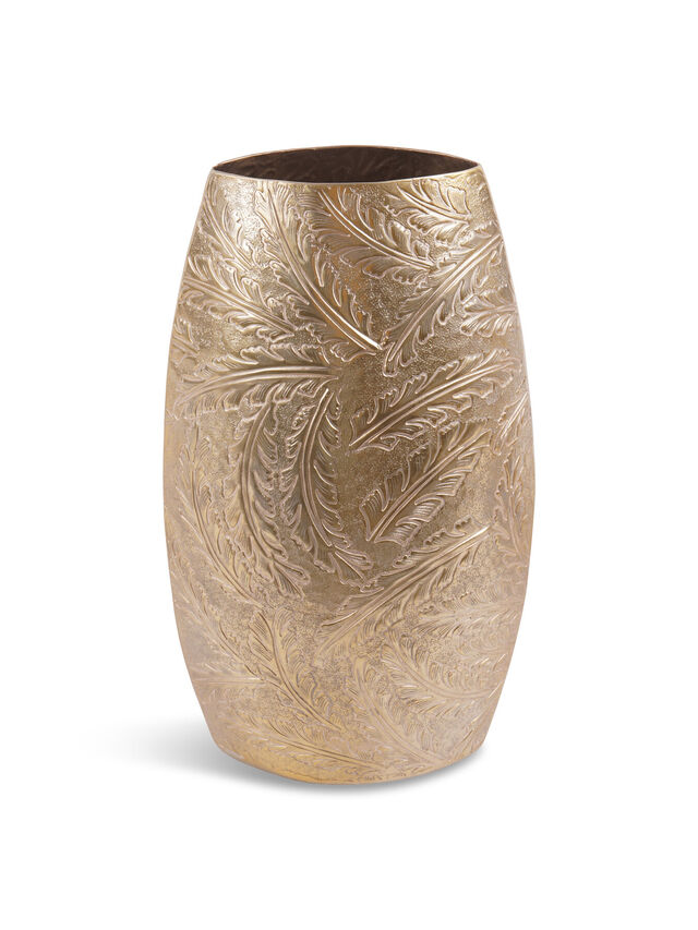 Winspear Gold Leaf Embossed Oval Barrel Vase Small