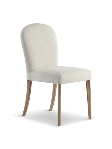 Maurice Beige Fabric Dining Chair With Brass Studs