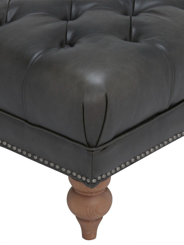 Ullswater Leather Rectangular Footstool, Vintage Flint