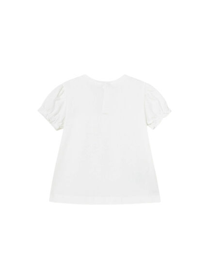 S/S t-shirt with enbroiery anglasie panel