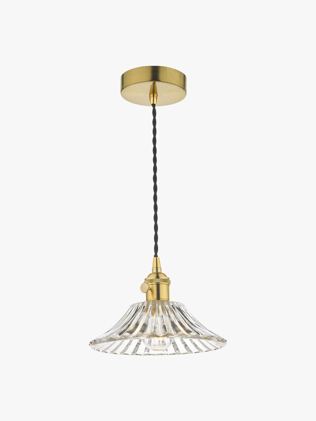 Hadano Pendant - Natural Brass with Flared Glass Shade