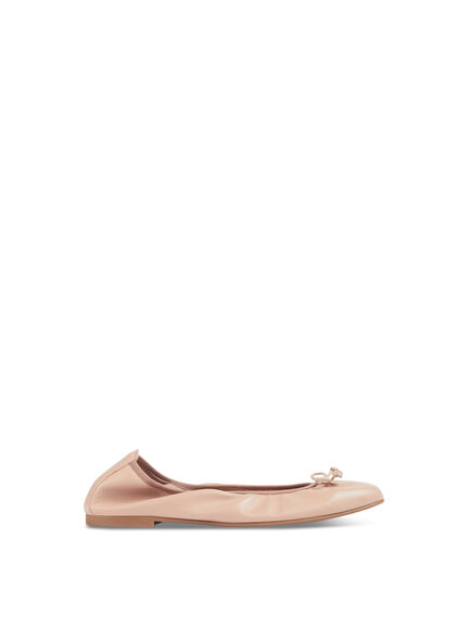Trilly Beige Leather Ballerina Pumps