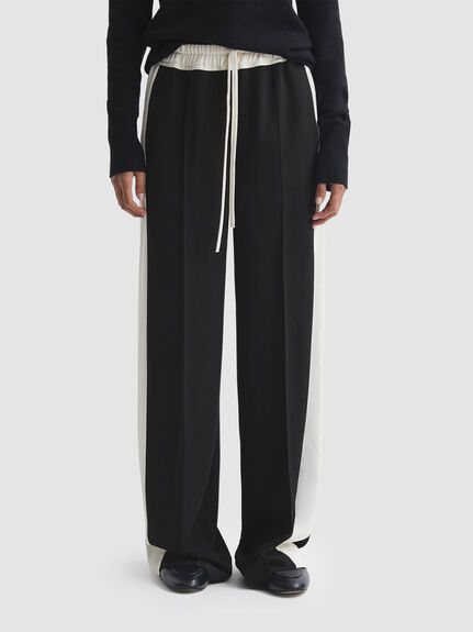 May Wide Relaxed Side Stripe Drawstring Trousers