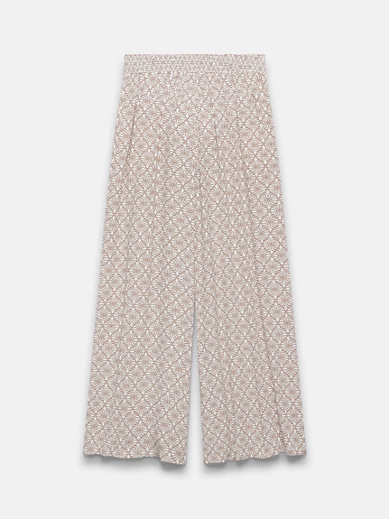 Brown Tile Print Wide Trousers