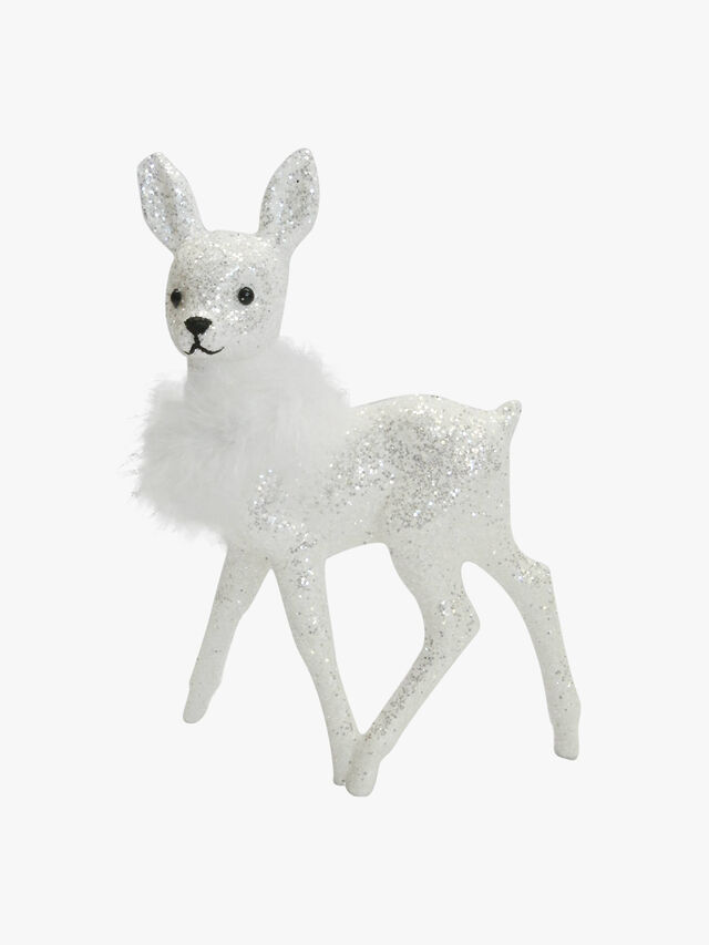 Deer Glitter White Decoration
